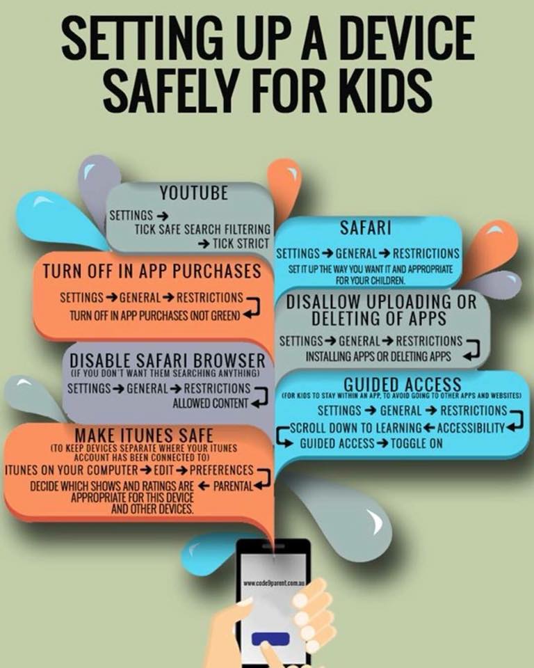 Cybersafety: setting up a device safely for kids
